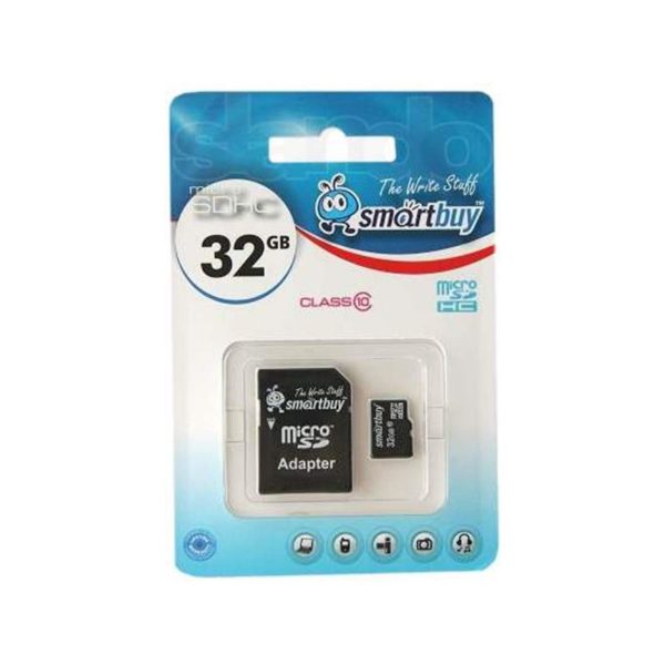 Карта памяти MicroSD 32GB Smart Buy Сlass 10 +SD адаптер 1